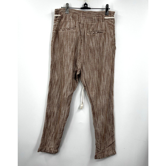 Free People Pants Womens Brown White Light at Sunrise Crop Drawstring Size 6 - Picture 7 of 11